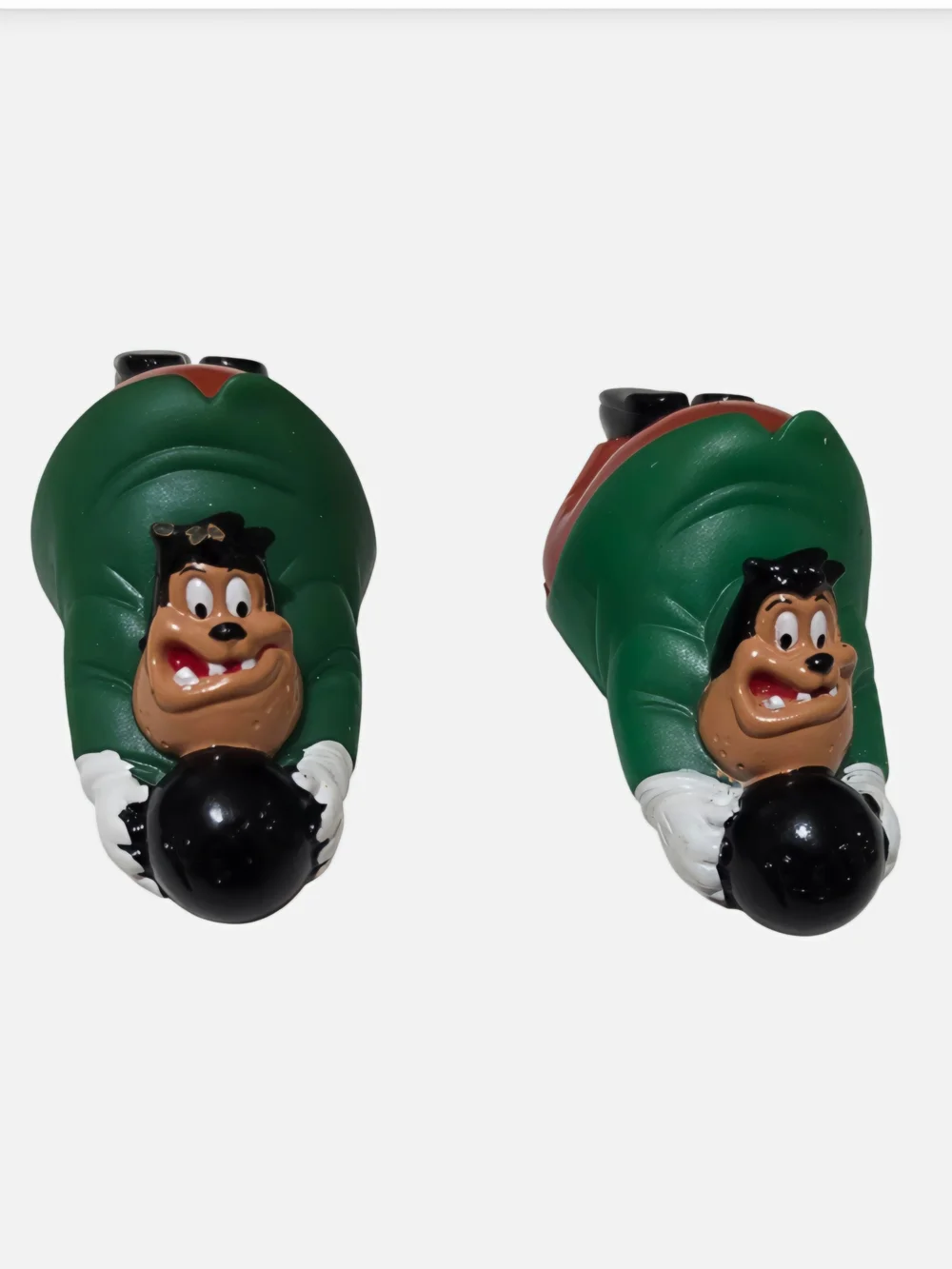 Two plastic toy figure,Disney Goof Troop Pete Bowling Pull-Back Toy, Burger King